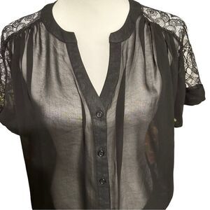 Atmosphere Black Sheer Short Sleeve Blouse Sz M